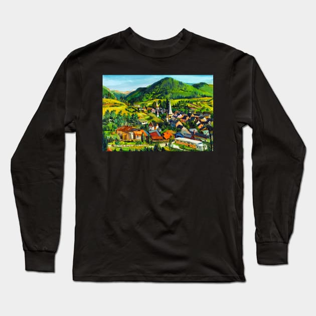 Village in the mountains Long Sleeve T-Shirt by freedom-dream